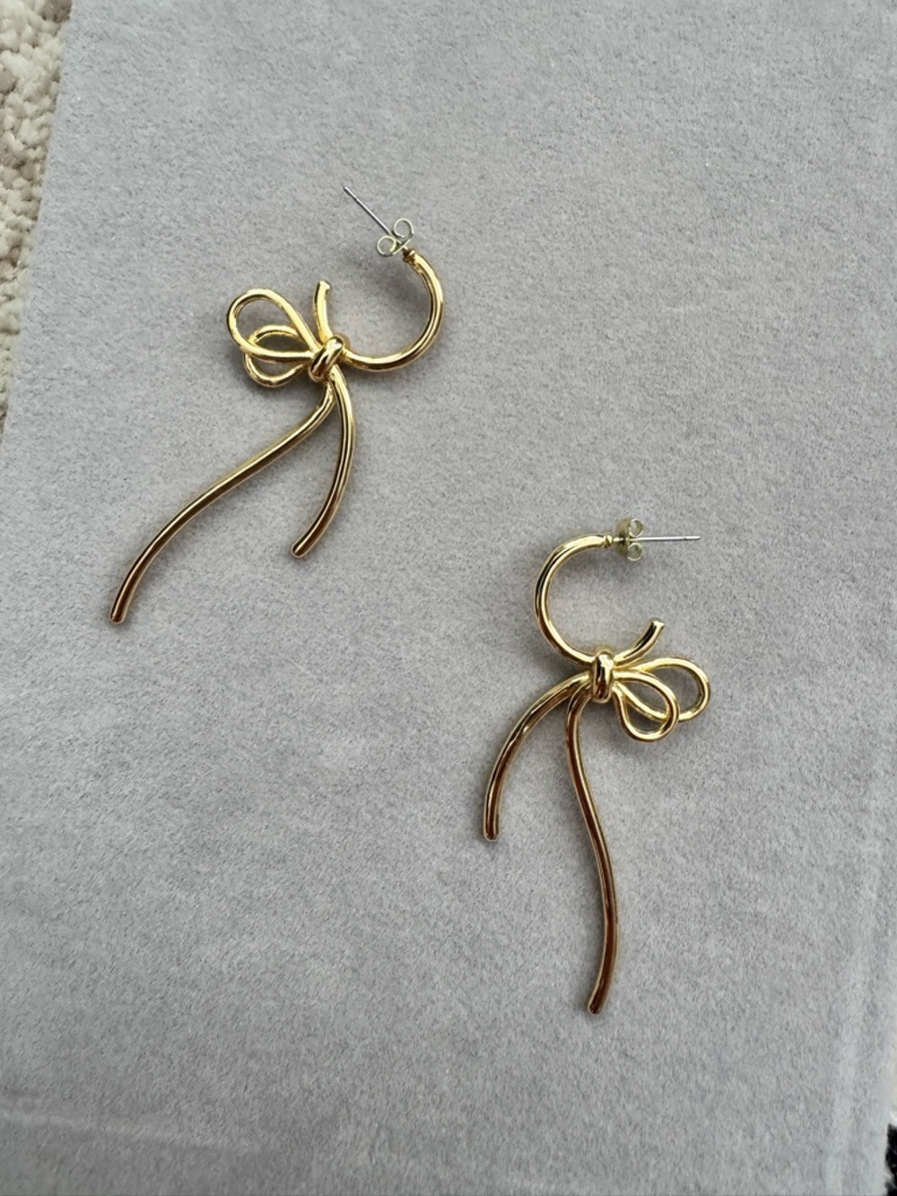 Gold Bow Drop Hoop Earrings - Elegant Womens Jewelry